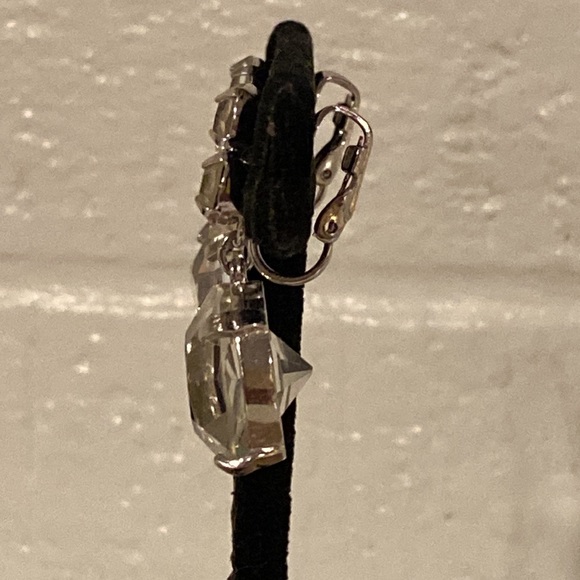 Carnegie Rhinestone Drop Clip Earrings - Picture 2 of 5
